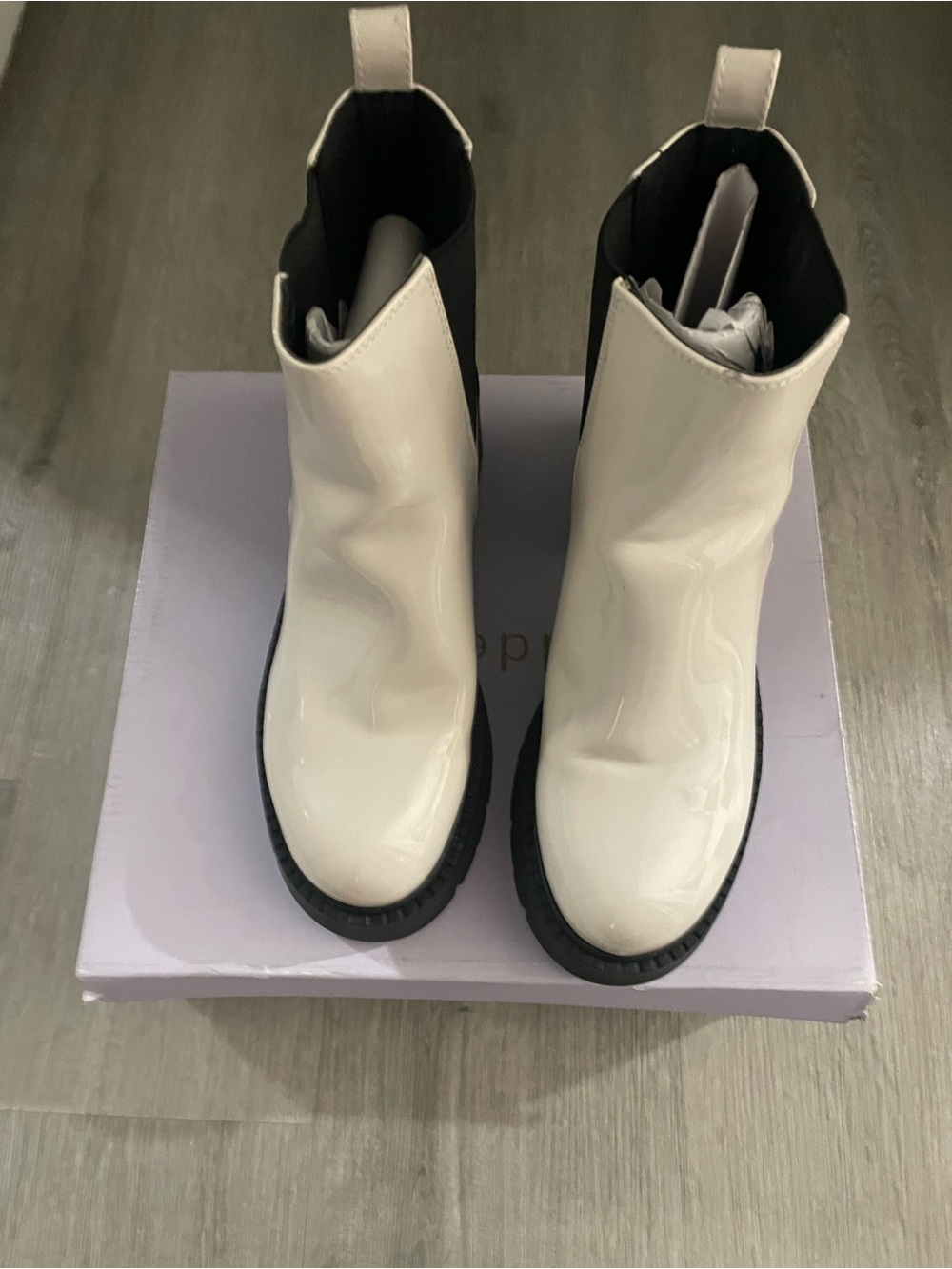 Madden Girl White Patent Chelsea Ankle Boots